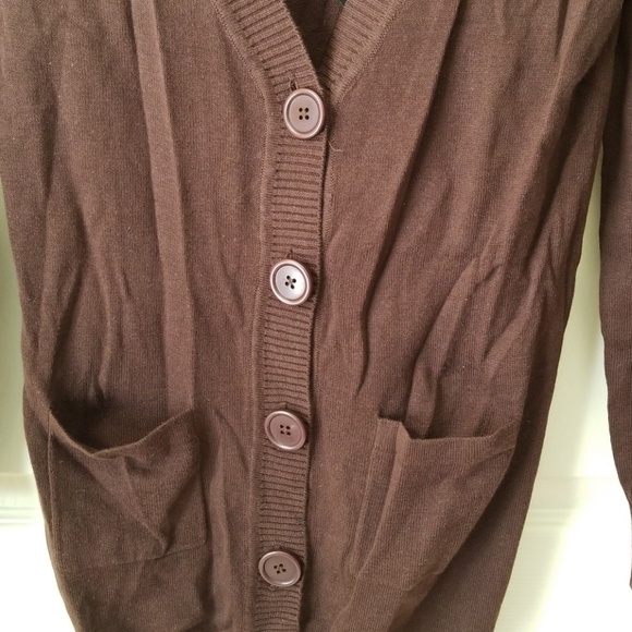 SAY WHAT LONG CHOCOLATE BROWN CARDIGAN SZ MED NWT! - Picture 3 of 7